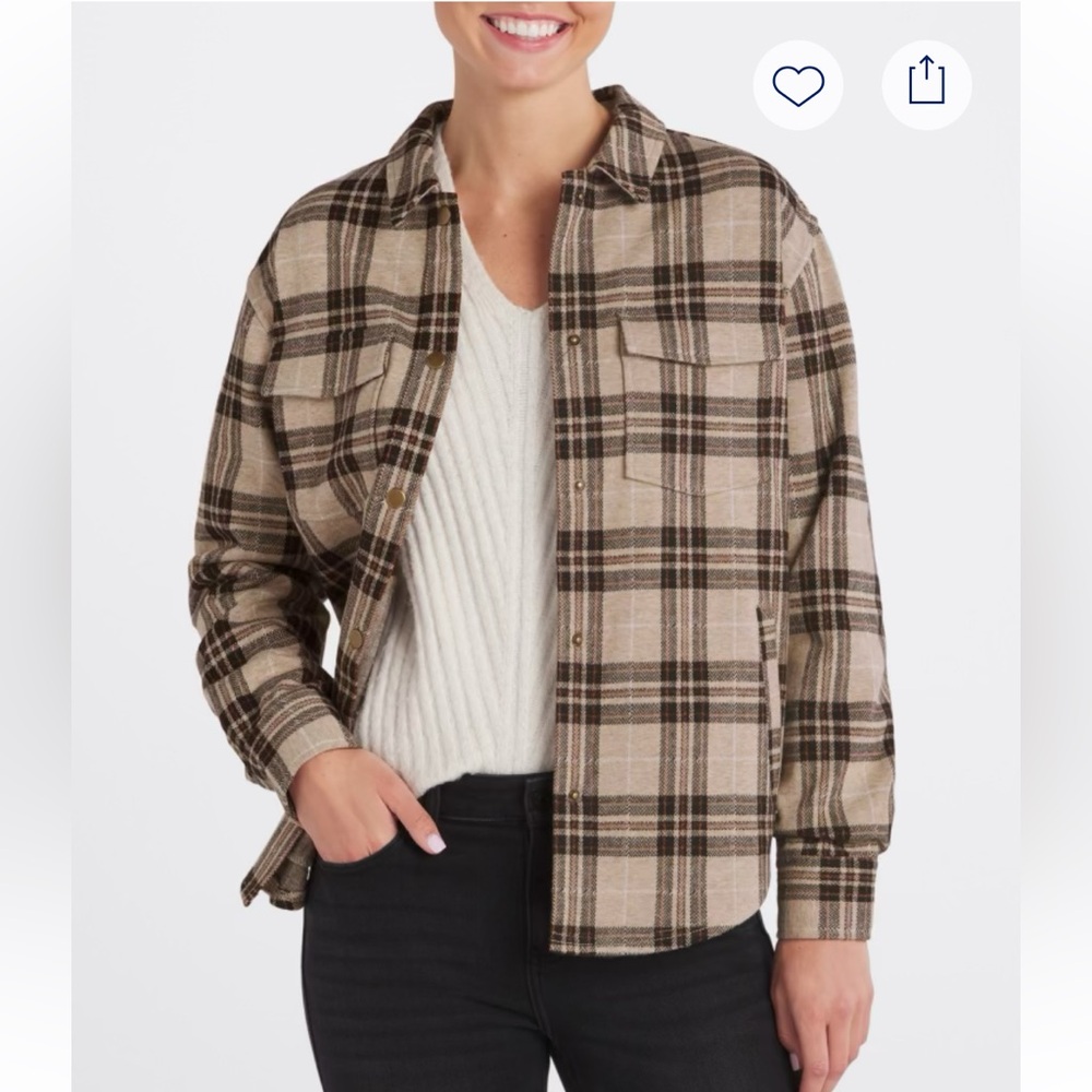 Flag & anthem plaid knit shirt jacket